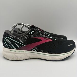 Brooks Ghost 14 Womens Size 9.5D Black White Pink Running Walking Shoes Sneakers